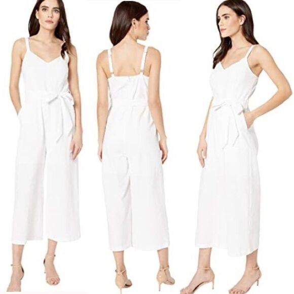 LOST + WANDER White Sands Gauze Wide Leg Jumpsuit Sz M - Picture 1 of 11